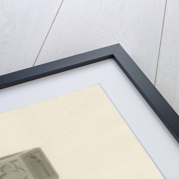 Font in Rolleston Church: sepia drawing, 1848 by John Buckler