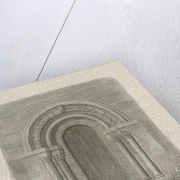 Rolleston Church - North Doorway: sepia drawing, 1848 by John Buckler