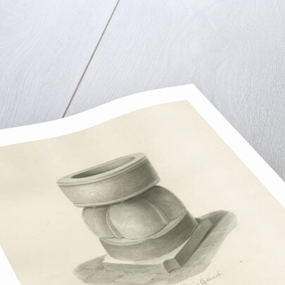 Font in Rowley Regis Church: sepia drawing, 1847 by John Buckler