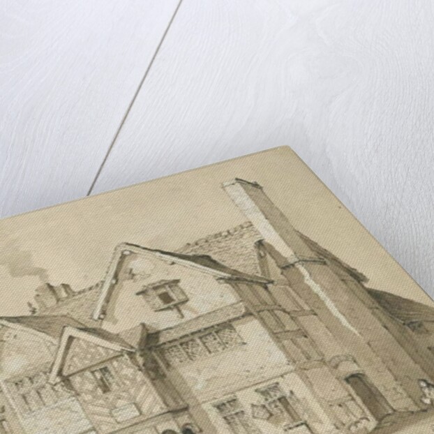 Stafford - [Old Houses in Crabbery Lane]: sepia and pen drawing, 1837 by Thomas Peploe Wood