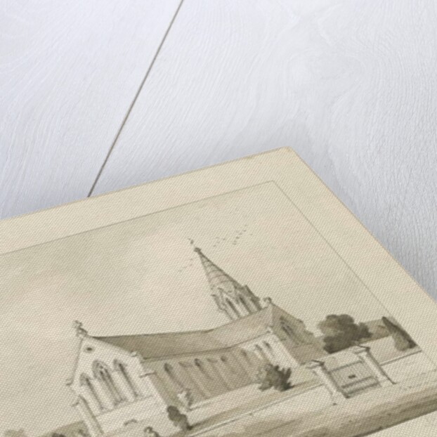 Brereton Chapel: [St. Michael''s Church, Brereton] wash drawing, 1838 by Thomas Peploe Wood