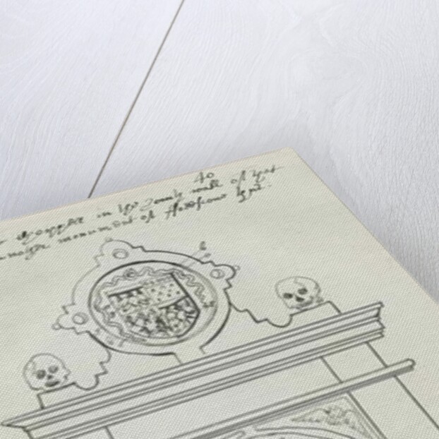 Rugeley Church - Monument to Rafe Weston: pen and ink drawing, 1836 by School English