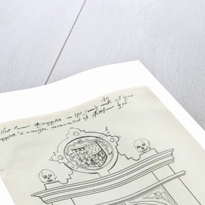 Rugeley Church - Monument to Rafe Weston: pen and ink drawing, 1836 by School English