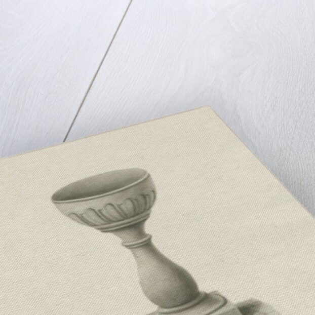 Font in Patshull Church: sepia drawing, 1847 by John Buckler