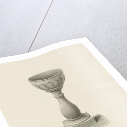 Font in Patshull Church: sepia drawing, 1847 by John Buckler