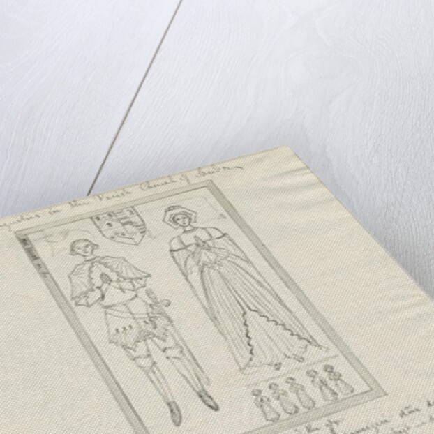 Sandon Church - Tomb of Sampson Erdeswicke and Elizabeth [Grey]: pen and ink drawing by School English