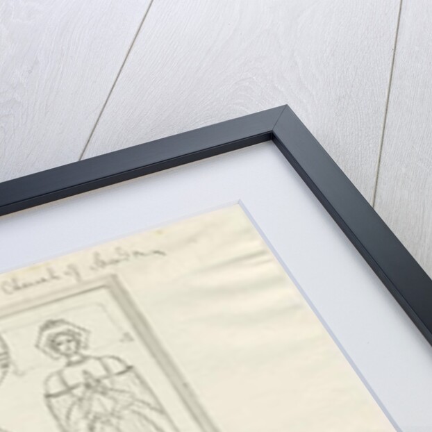 Sandon Church - Tomb of Sampson Erdeswicke and Elizabeth [Grey]: pen and ink drawing by School English