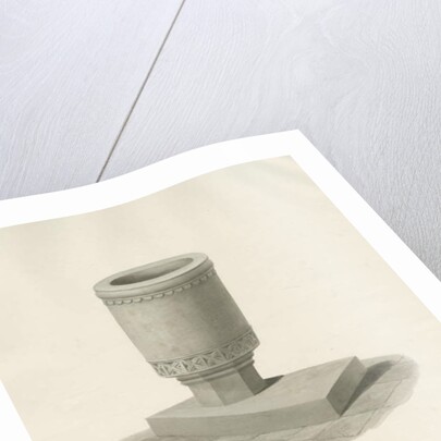 Font in Standon Church by John Buckler