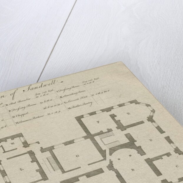 Sandwell Park - Plan of Hall: engraving by School English