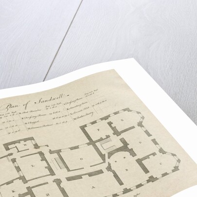 Sandwell Park - Plan of Hall: engraving by School English