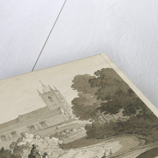 Seighford Church: sepia wash drawing, 1838 by Thomas Peploe Wood