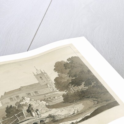 Seighford Church: sepia wash drawing, 1838 by Thomas Peploe Wood