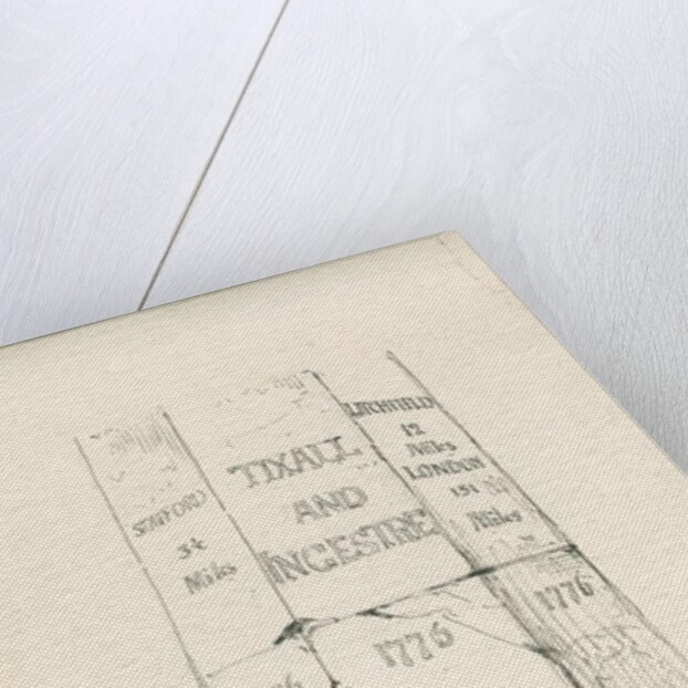 Tixall - Stone Pillar showing Mileage by Thomas Peploe Wood