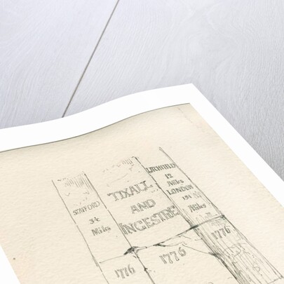 Tixall - Stone Pillar showing Mileage by Thomas Peploe Wood