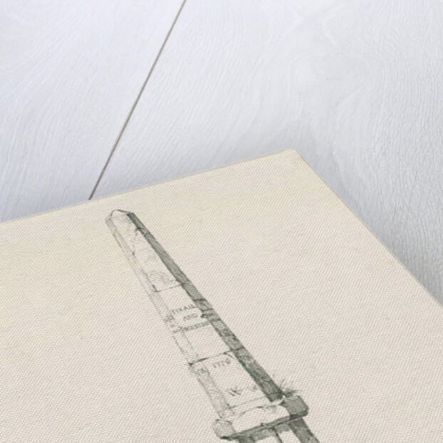 Tixall - Pillar showing mile distances: pen and ink drawing, 1836 by Thomas Peploe Wood