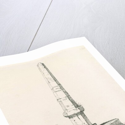 Tixall - Pillar showing mile distances: pen and ink drawing, 1836 by Thomas Peploe Wood