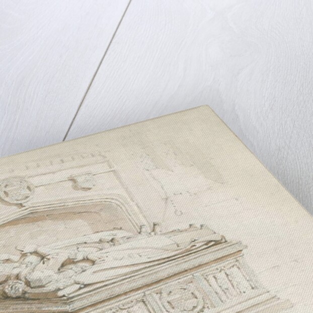 Stowe Church - Table tomb [of Sir Walter Devereux]: sepia drawing, 1839 by Thomas Peploe Wood