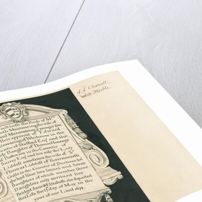 Whitmore Church - Tablet to Mrs. Elizabeth Mainwaring: pen and wash drawing, nd [19th cent] by John Robert Fernyhough