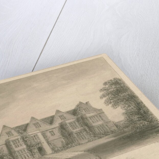 Whittington Hall: sepia drawing, 1838 by John Buckler