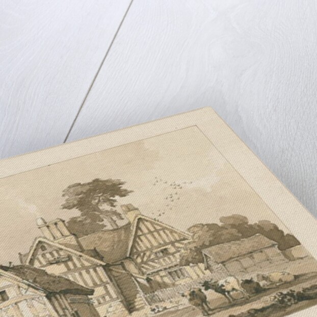 Whittington Hall: pen and wash drawing, 1838 by Thomas Peploe Wood