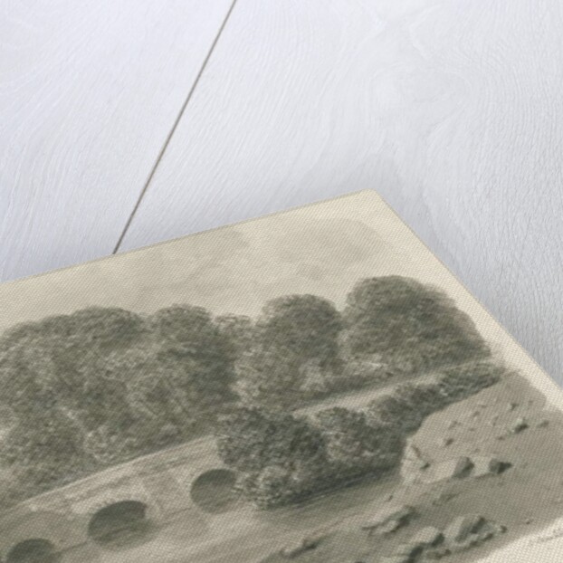 Trentham Hall - Bridge: sepia wash drawing, 1844 by John Buckler
