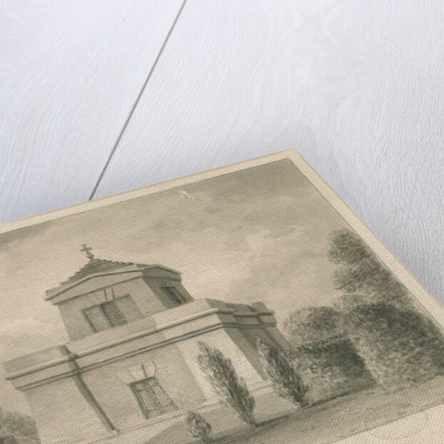Trentham - The Mausoleum: sepia drawing, 1840 by John Buckler