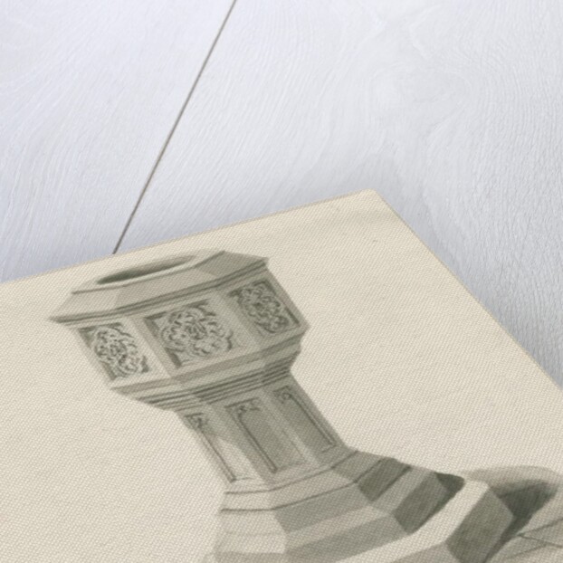 Font in Trentham Church by John Buckler