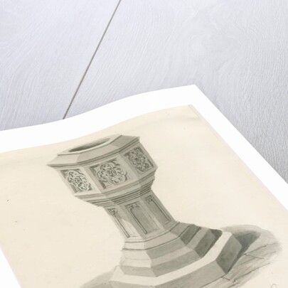 Font in Trentham Church by John Buckler