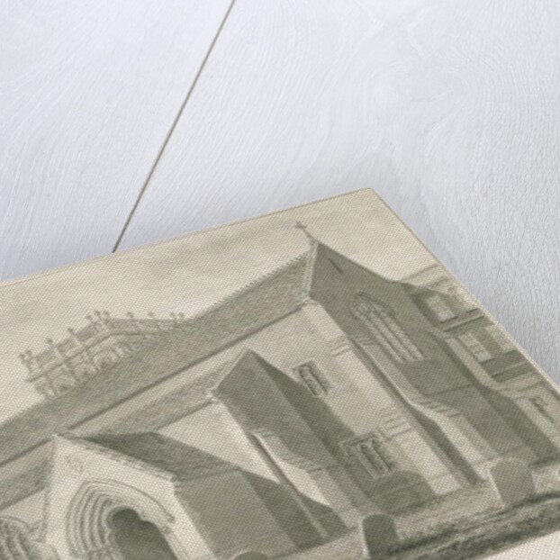 Trentham - New Church: sepia drawing, 1844 by John Buckler