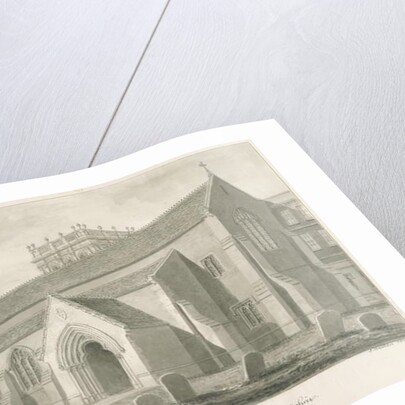 Trentham - New Church: sepia drawing, 1844 by John Buckler