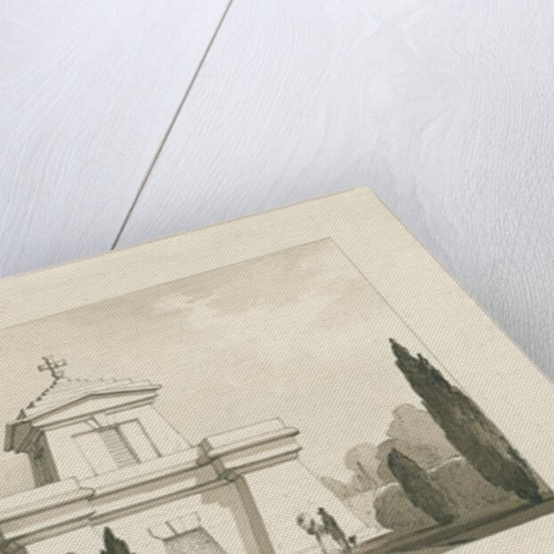 Trentham - The Mausoleum: pen and wash drawing by Thomas Peploe Wood