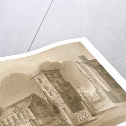 Willenhall Church: sepia drawing, nd [1844] by Henry James Noyes