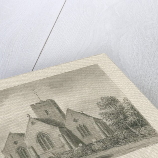 Trysull Church: sepia wash drawing, 1846 by John Buckler