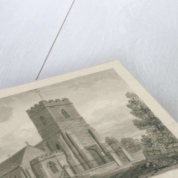 Trysull Church: sepia wash drawing, 1846 by John Buckler