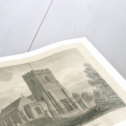 Trysull Church: sepia wash drawing, 1846 by John Buckler