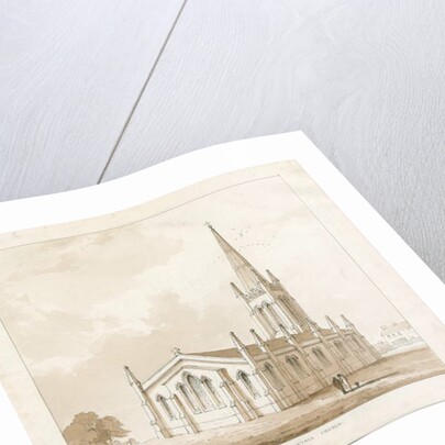 Tunstall Church: pen and wash drawing, 1838 by Thomas Peploe Wood