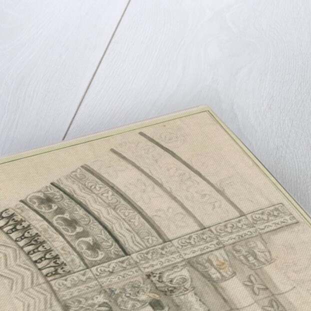 Tutbury Priory Church - West Doorway: pen and sepia drawing by Stebbing Shaw