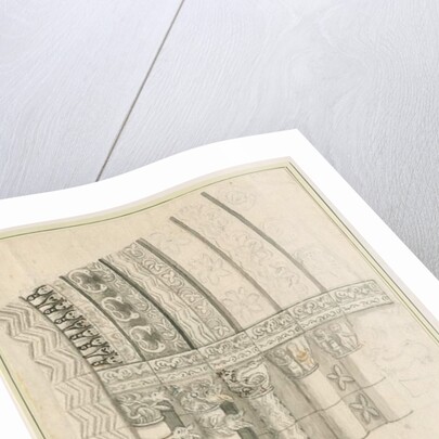 Tutbury Priory Church - West Doorway: pen and sepia drawing by Stebbing Shaw