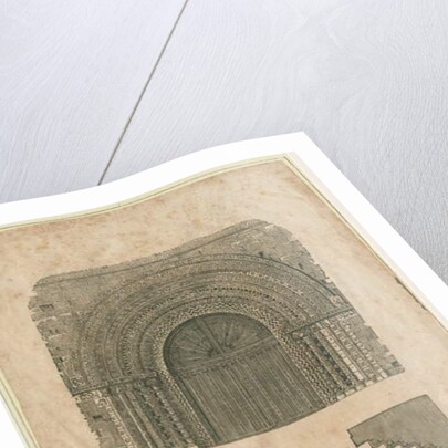 Tutbury Priory Church - West Doorway: woodcut engraving by School English