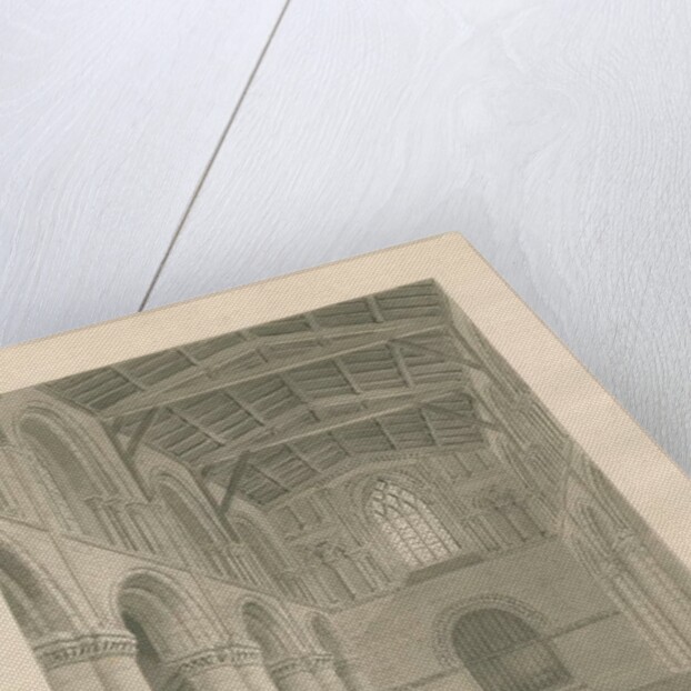 Interior of Tutbury Priory Church: sepia wash drawing, 1812 by John Buckler