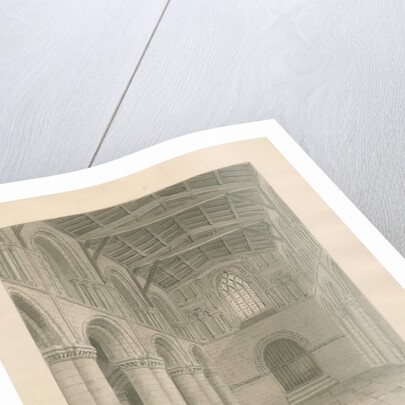 Interior of Tutbury Priory Church: sepia wash drawing, 1812 by John Buckler