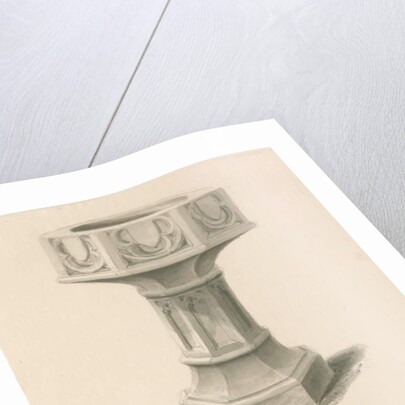 Font in Tutbury Priory Church by John Buckler