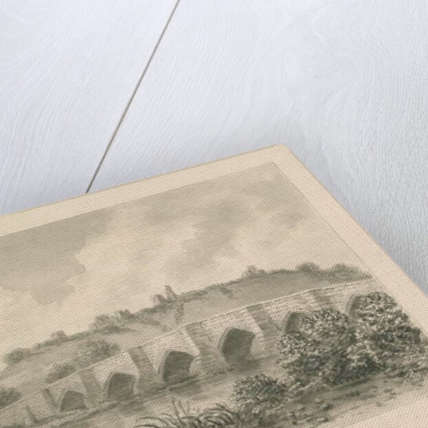 Tutbury Castle, Church and Bridge by John Buckler