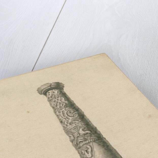 Wolverhampton - Saxon pillar in St. Peter's Church-yard: sepia drawing, nd [late 18th cent] by T Carter