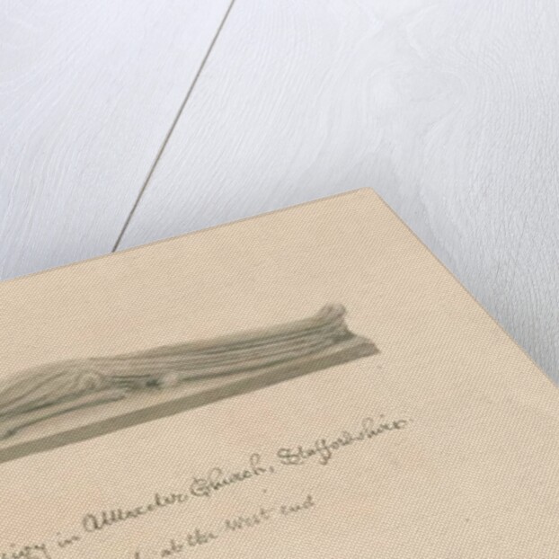 Uttoxeter Church - Effigy: sepia wash drawing, 1839 by John Buckler