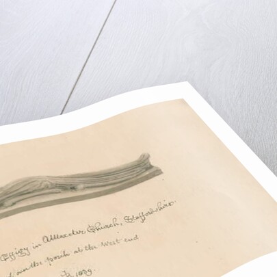 Uttoxeter Church - Effigy: sepia wash drawing, 1839 by John Buckler