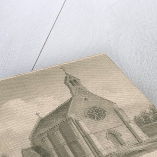 Uttoxeter Town - New Catholic Chapel: sepia drawing, 1839 by John Buckler