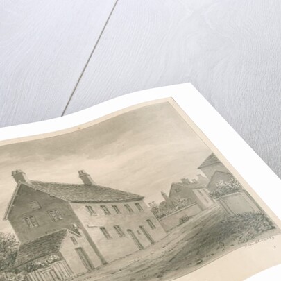 Uttoxeter Town - Free School: sepia wash drawing, 1839 by John Buckler