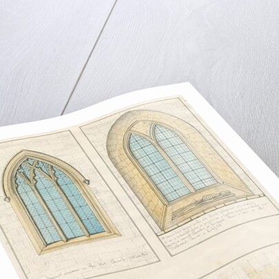 Uttoxeter Church [Old] - Architectural drawing of 'Gothic' windows by School English