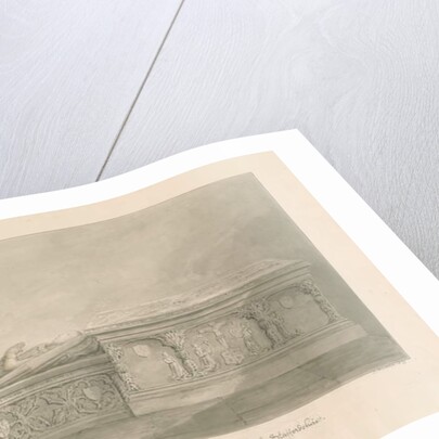 Uttoxeter Church - Tombs of Thomas Kinnersley and of a woman: sepia wash drawing, 1839 by John Buckler